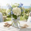 Ruban décoratif marin avec motif de coquillages - Bleu clair - 25 mm x 15 m | Floristik24.fr