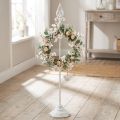 Support pour couronnes décoratives en métal blanc avec 4 crochets, 76 cm | Floristik24.fr