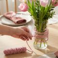Fil décoratif en laine et jute rose poudré 55m | Floristik24.fr
