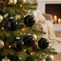 Boules de Noël en Verre Noir Ø7,5cm Lot de 12 | Floristik24.fr
