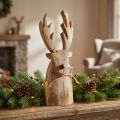 Figurine décorative élan en bois naturel avec noeud en jute 32 cm x 10 cm | Floristik24.fr