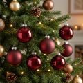 Verre boule de Noël Ø4cm Bordeaux mix 24 pcs | Floristik24.fr
