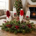 Lot de 12 figurines lutins à piquer avec bonnet tricoté Rouge, Blanc et Gris 11–13 cm | Floristik24.fr