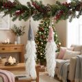 Duo de têtes de lutin à suspendre 40 cm rose et gris - Lot de 2 | Floristik24.fr