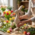 Lapin décoratif en bois blanc, 25 cm - Décoration de printemps et de Pâques | Floristik24.fr