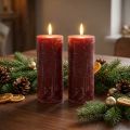 Bougies cylindriques rouges effet marbré 85x200mm – Lot de 2 | Floristik24.fr