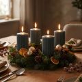 Bougies cylindriques anthracite avec rainures – Set de 4, 70x90mm | Floristik24.fr