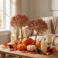 Branche décorative automnale avec fleurs marron et rouges 45 cm - Lot de 2 | Floristik24.fr