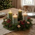 Set de 12 Bougies Cylindriques Vertes Dégradées, 70x120mm, Décoration de Table et d’Intérieur | Floristik24.fr