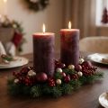 Bougies cylindriques bordeaux marbrées lot de 2 85x200 mm | Floristik24.fr