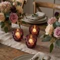 Photophore en verre teinté motif raisin couleur Berry Ø7cm H7cm - Lot de 6 | Floristik24.fr