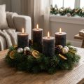 Bougies cylindriques teintées dans la masse anthracite 70x100mm – Lot de 4 | Floristik24.fr