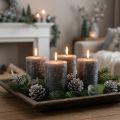 Bougies cylindriques anthracite en cire teintée 60×100 mm - Lot de 4 | Floristik24.fr