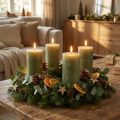 Bougies piliers vert olive marbrées 60 × 100 mm – Lot de 4 | Floristik24.fr