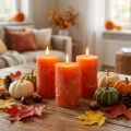 Bougies unies orange 60x100mm 4 pcs | Floristik24.fr