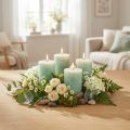 Bougies de couleur unie vert clair 60x80mm 4 pcs | Floristik24.fr