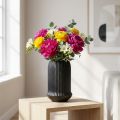 Vase en céramique noir à rainures Ø13cm H20cm | Floristik24.fr