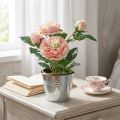 Deko-Rose en Pot, Pivoine Artificielle Rose en Soie | Floristik24.fr