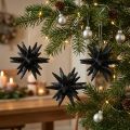 Étoiles de Noël à suspendre noires Ø7,5 cm – Lot de 8 | Floristik24.fr