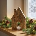 Maison décorative en bois avec détails dorés 15 cm | Floristik24.fr