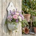 Coupe murale demi-cercle en métal blanc style Shabby Chic 24×10×47 cm | Floristik24.fr