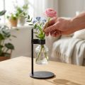 Vase décoratif en verre avec support métallique noir Ø13cm | Floristik24.fr