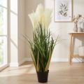Plante artificielle Riedgras en pot, crème et vert, 79 cm | Floristik24.fr