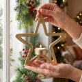 Décoration étoile dorée porte-bougie en métal à suspendre 20 cm | Floristik24.fr