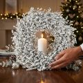 Couronne de Noël blanche en fleurs séchées - Lin teint Ø34cm | Floristik24.fr