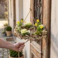 Couronne en bois de bouleau à suspendre avec crochets - Ø35 cm | Floristik24.fr