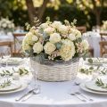 Panier rond décoratif blanc et brun Ø29 cm – Jardinière en bois tressé avec film plastique | Floristik24.fr
