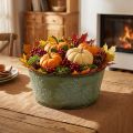 Coupe à Plantes en Métal Vert avec Motif Feuilles d’Érable – Diamètre 25 cm, Hauteur 11 cm | Floristik24.fr
