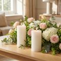 Bougies Blanches Cylindriques en Cire Teintée 50x100mm - Lot de 4 | Floristik24.fr
