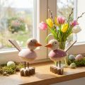 Figurines décoratives en bois oiseaux roses 15 cm – Lot de 2 | Floristik24.fr