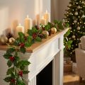 Guirlande de Houx Artificielle avec Baies Rouges - 160 cm | Floristik24.fr