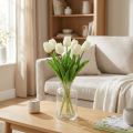 Tulipes artificielles blanches crème effet réaliste 38 cm - Lot de 7 | Floristik24.fr