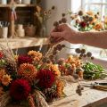 Branche artificielle de platane avec fruits, décoration d'automne, marron, 82 cm | Floristik24.fr