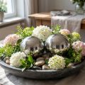 Boules décoratives en acier inoxydable argenté Ø11 cm - Lot de 2 | Floristik24.fr