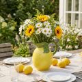 Vase en céramique jaune citron avec anse 18,5 cm | Floristik24.fr
