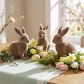 Lot de 4 lapins décoratifs floqués en plastique marron - 14 cm | Floristik24.fr