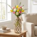 Vase en verre avec filet macramé en jute naturel 10,5 cm x 26 cm | Floristik24.fr