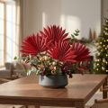 Éventails Miniatures en Feuilles de Palmier Séchées Rouge - Lot de 50 | Floristik24.fr