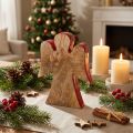 Figurine Ange en Bois Naturel et Rouge 15 cm | Floristik24.fr