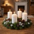 Bougies Blanches Effet Neige pour Couronne de l'Avent – Set de 4 Bougies Cylindriques 100x60mm | Floristik24.fr