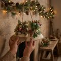 Cloche de Noël Murale en Jute avec Branches et Pommes de Pin | Floristik24.fr