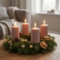 Bougies cylindriques rainurées couleur bois de rose 70x90 mm – Lot de 4 | Floristik24.fr