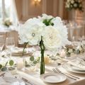 Composition florale artificielle blanche et crème avec perles et strass 29 cm | Floristik24.fr