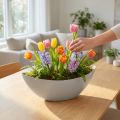 Coupe déco ovale en plastique gris clair 39 x 12,5 x 13 cm | Floristik24.fr