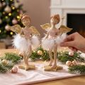 Figurines Anges Ballerines Roses avec Plumes et Détails Dorés - Lot de 2, H15cm | Floristik24.fr