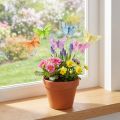 Lot de 12 papillons décoratifs en plumes sur fil métal, couleurs variées, 5,5 × 8 cm | Floristik24.fr